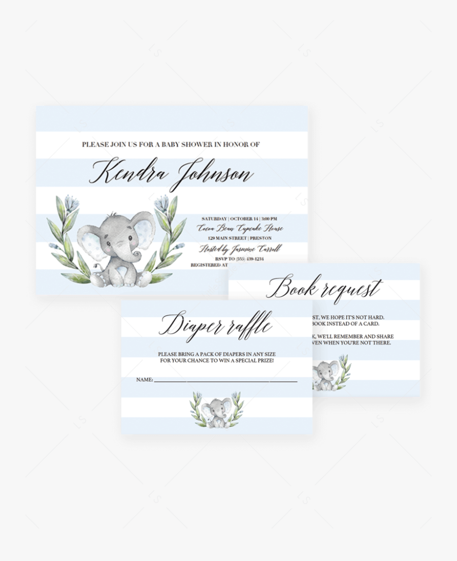 Elephant Themed Baby Shower Invitation Templates For - Fall Invitation Blank Template Baby Shower, Transparent Clipart