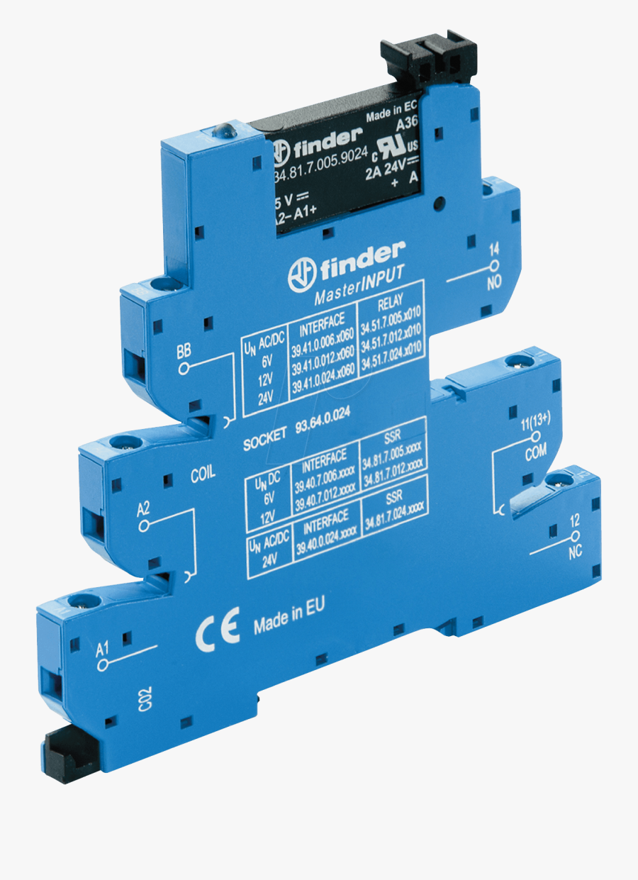 Din Relay Rail Switches Electrical Sol - Finder 39.31 0.024 0060, Transparent Clipart