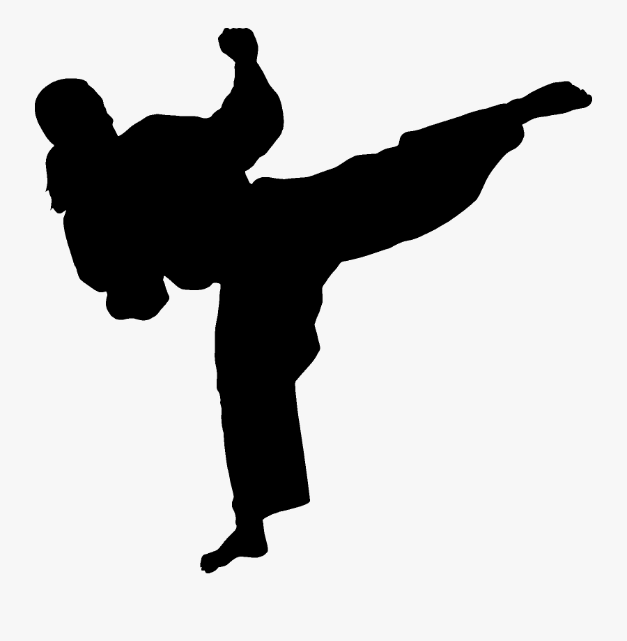 Martial Arts Karate Silhouette Wall Decal Combat - Transparent Taekwondo Silhouette Png, Transparent Clipart