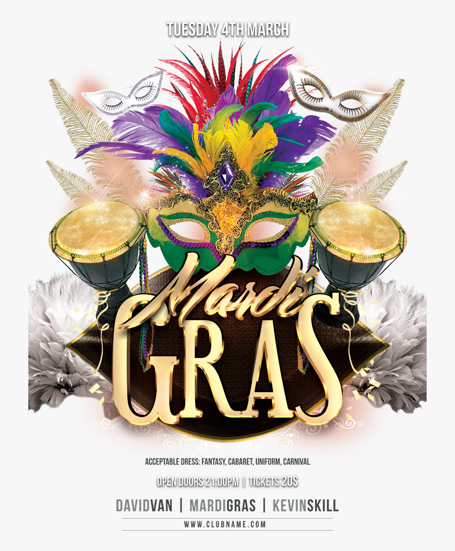 Mardi Carnival Masquerade Marketing Gras Flyer Advertising - Flyer De Carnaval Png, Transparent Clipart