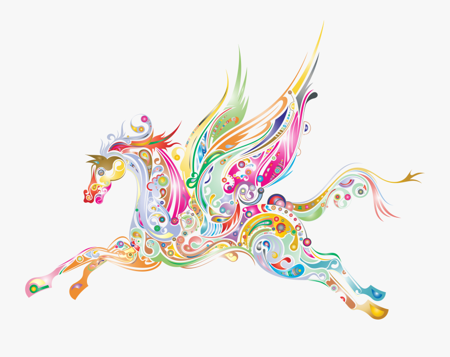 Winged Horse Prismatic Big - Illustration, Transparent Clipart