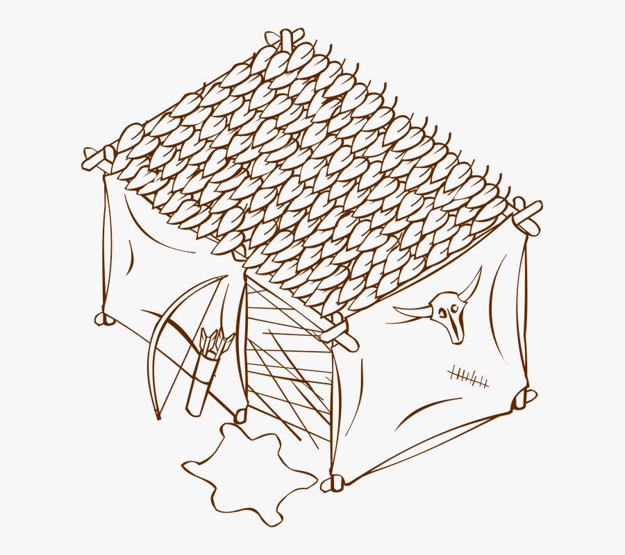 Hut, Hunter, Home, Shingles, Bow, Arrow - Vector Graphics, Transparent Clipart