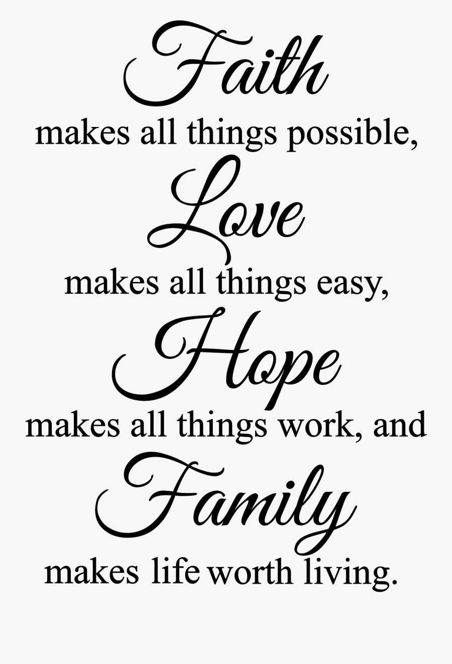 Faith Makes All Things Possible Wall Decal Religious - Png Transparent Quotes Family, Transparent Clipart