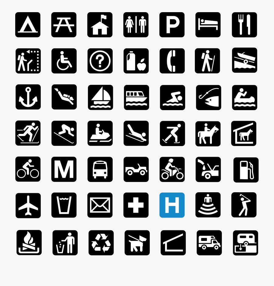 A Pictogram Or Conveys - National Park Symbols, Transparent Clipart