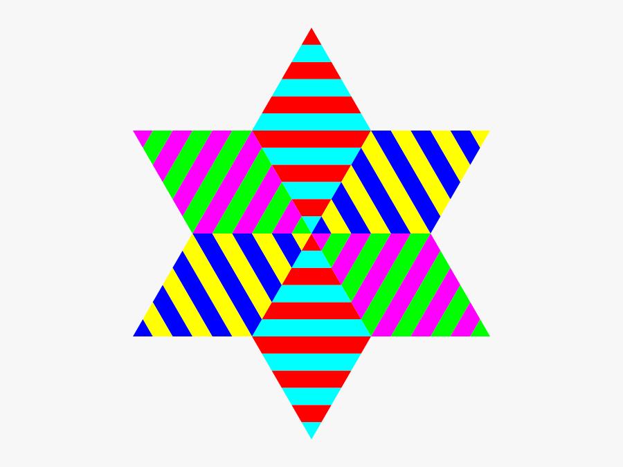 Hexagram Triangle Rainbow Clip Art - Estrellas Multicolor, Transparent Clipart
