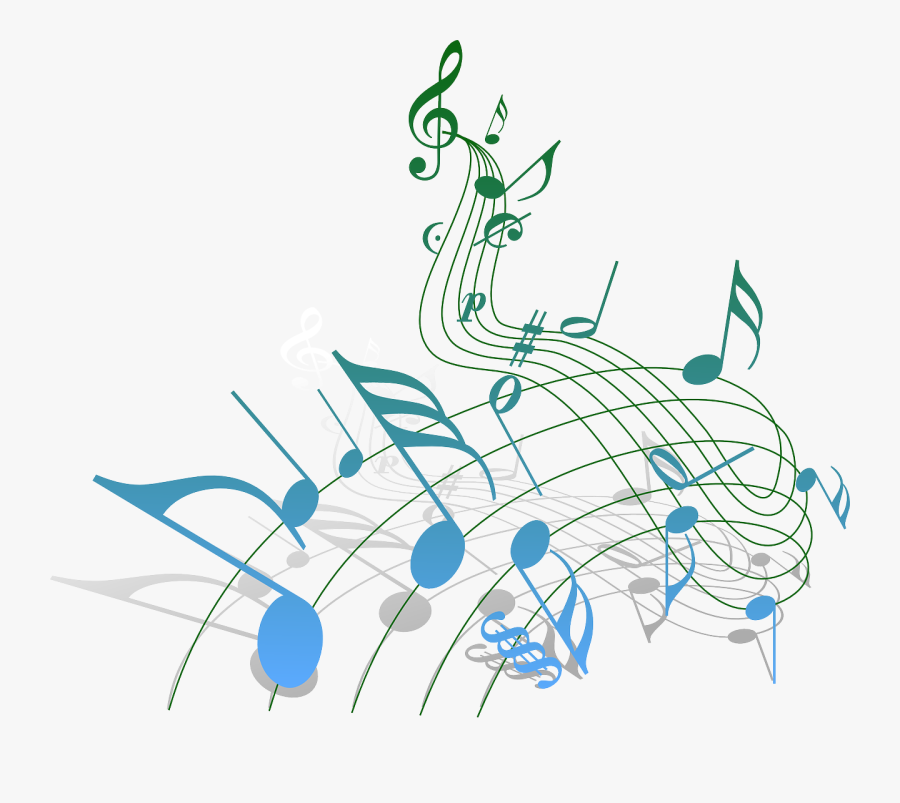 Blue And Green Music Notes, Transparent Clipart