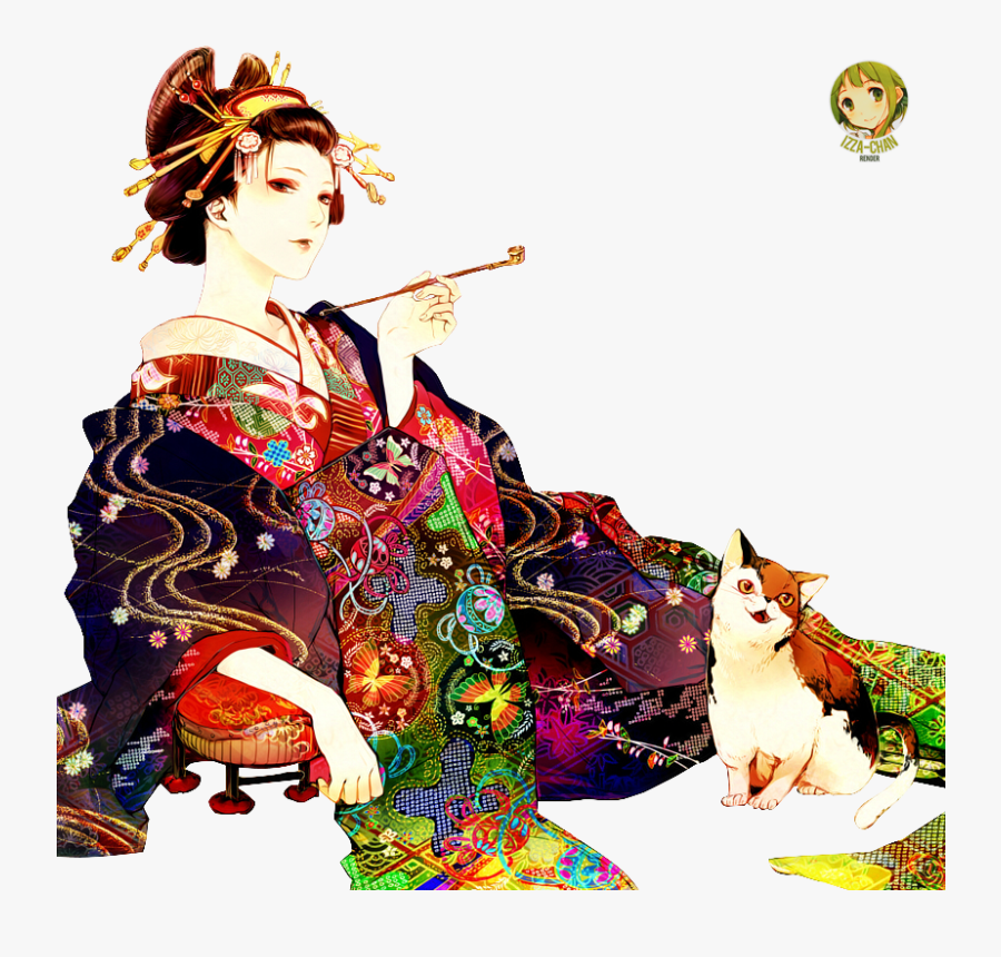 Anime Geisha, Transparent Clipart