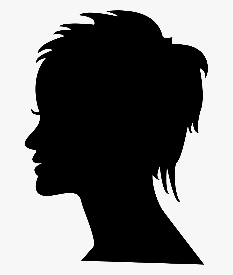 Short Female Hair On Side View Woman Head Silhouette - Girl Shadow Image Side View, Transparent Clipart