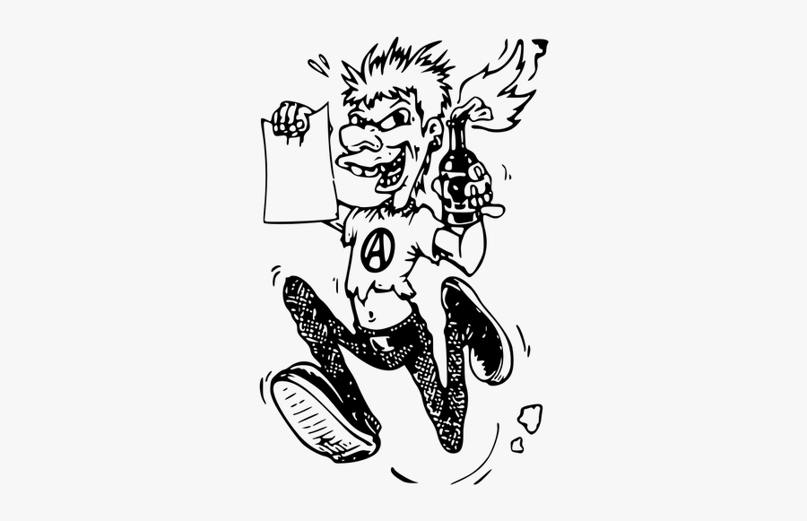 Punk With Molotov Cocktail Vector - Molotov Cocktail Punk, Transparent Clipart