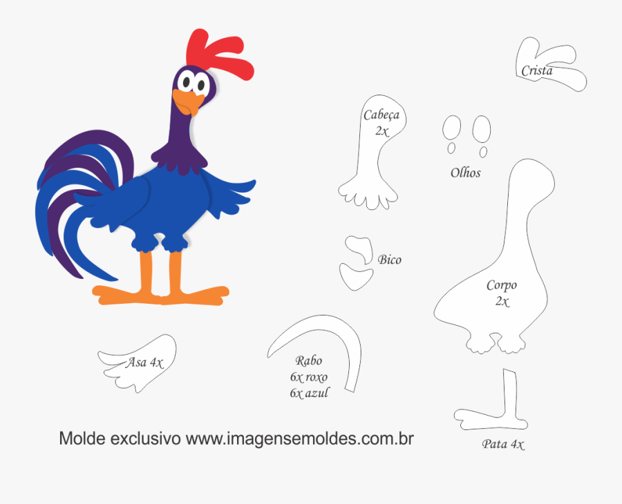 Clip Art Molde Galinha Pintadinha Carij - Molde Do Galo Da Galinha Pintadinha, Transparent Clipart