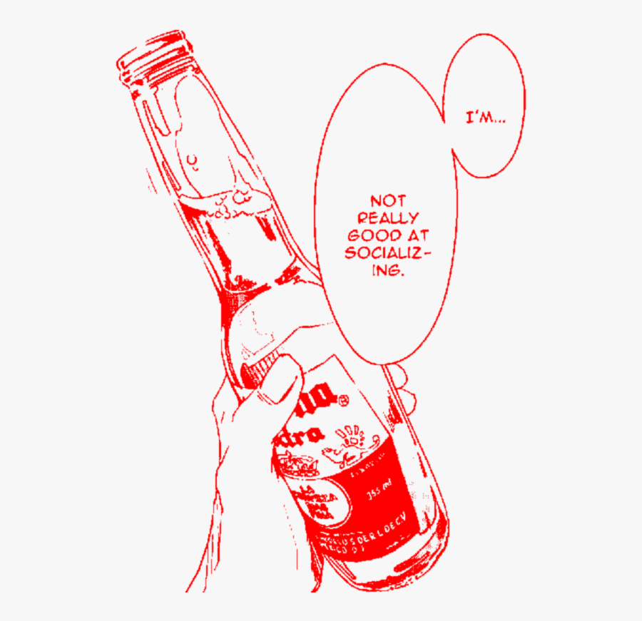 #aesthetic #art #handdrawn #handwritten #manga #antisocial - Alcohol Manga, Transparent Clipart
