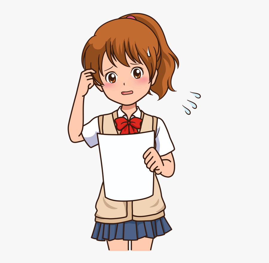 Anime Girl Thinking Clipart, Transparent Clipart