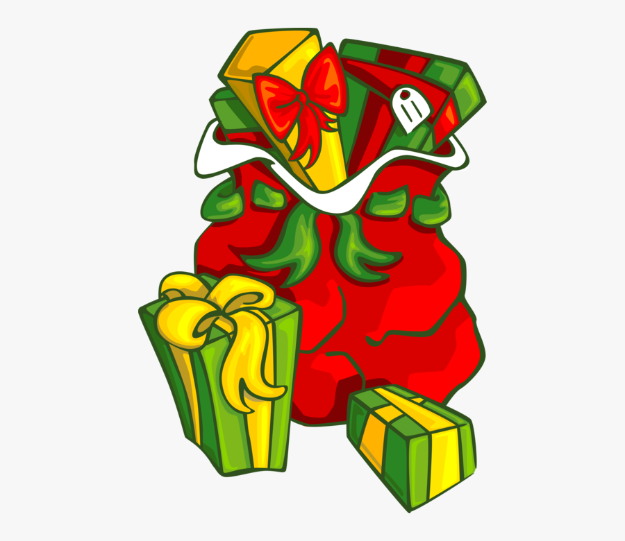 Vector Illustration Of Santa"s Sack With Christmas - Joululahjat, Transparent Clipart