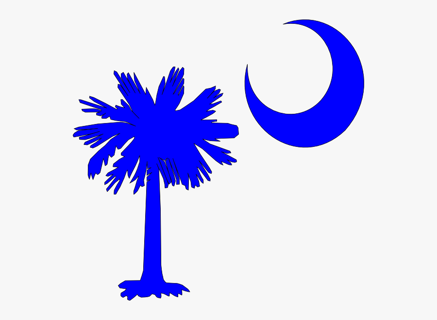 Sc Palmetto Tree Blue Right Side Moon Clip Art At Clker - South Carolina Flag Png, Transparent Clipart