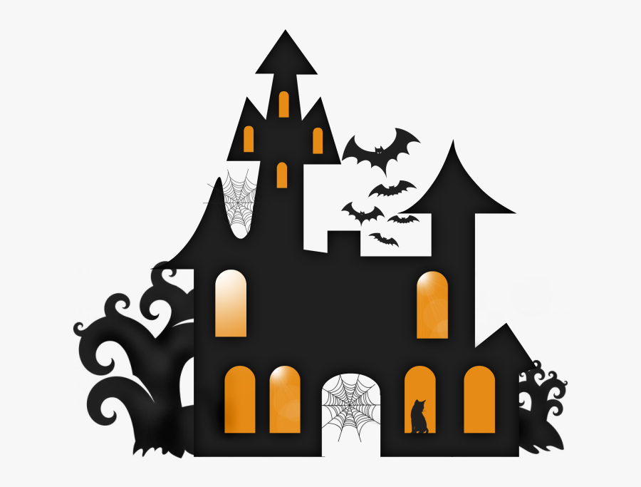 Haunted House Silhouette Clip Art - Printable Haunted House Silhouette, Transparent Clipart