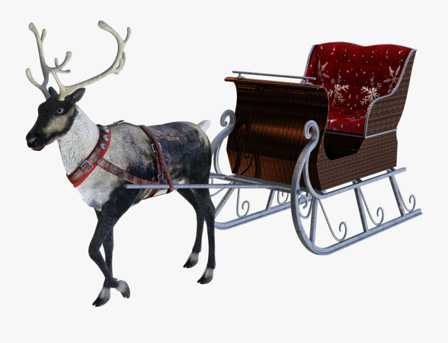 Reindeer Sleigh Png - Santas Sleigh Transparent Free, Transparent Clipart