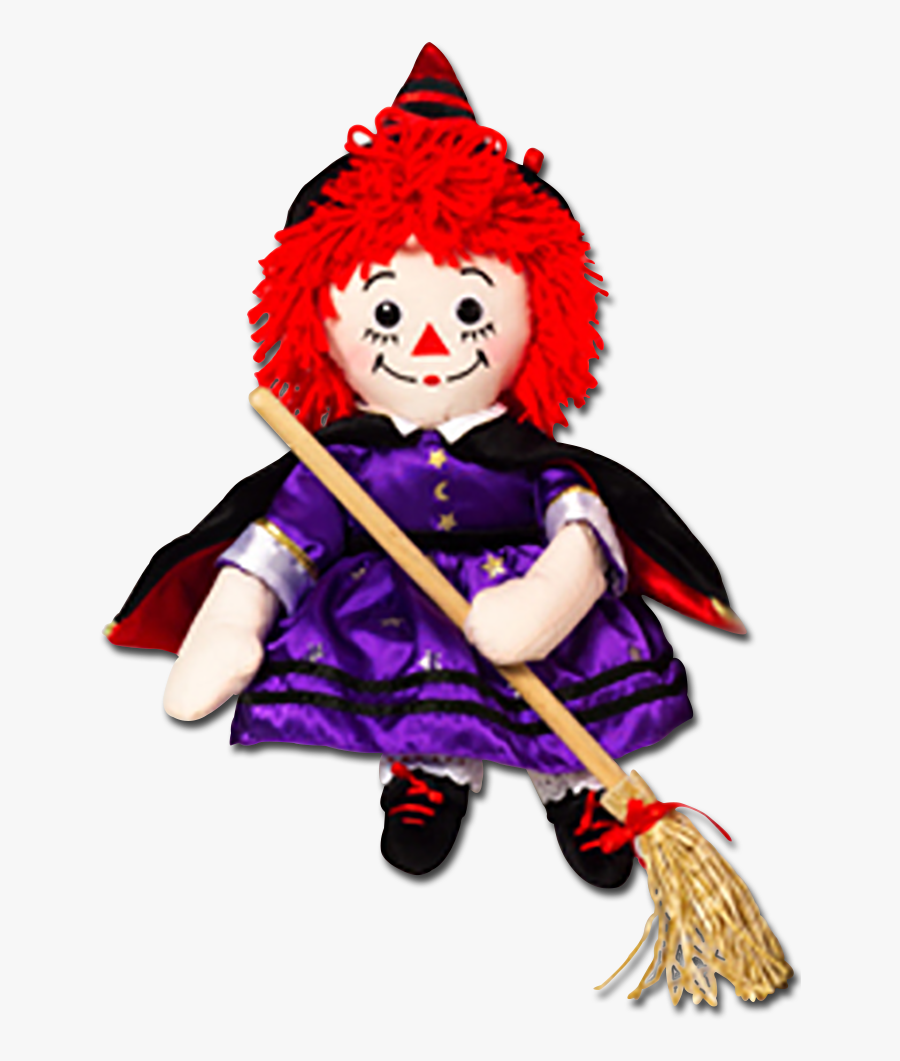 Halloween Raggedy Ann Witch With Broom Rag Doll
 She - Raggedy Ann And Andy, Transparent Clipart