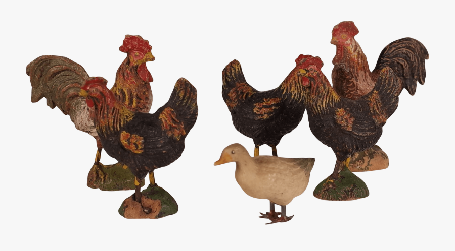 Collection Of Five O & M Hausser Elastolin Chickens - Rooster, Transparent Clipart