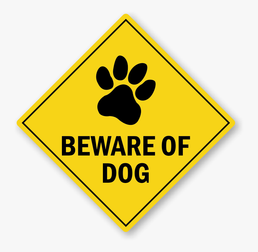 Beware Of Dog Warning Label With Dog Paw Graphic - Livable City Sf, Transparent Clipart