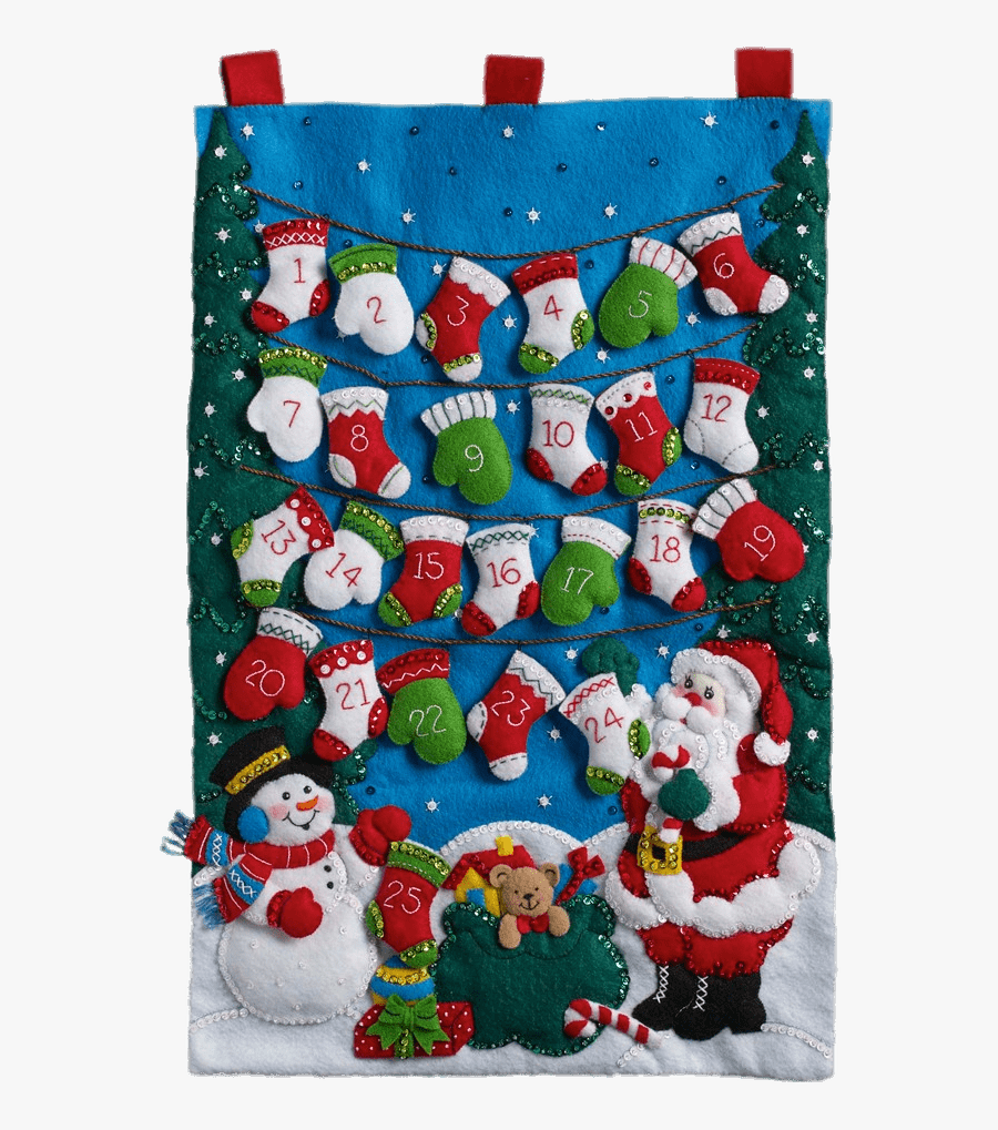 Stockings Advent Calendar - Bucilla Advent Calendar Felt Applique Kit, Transparent Clipart