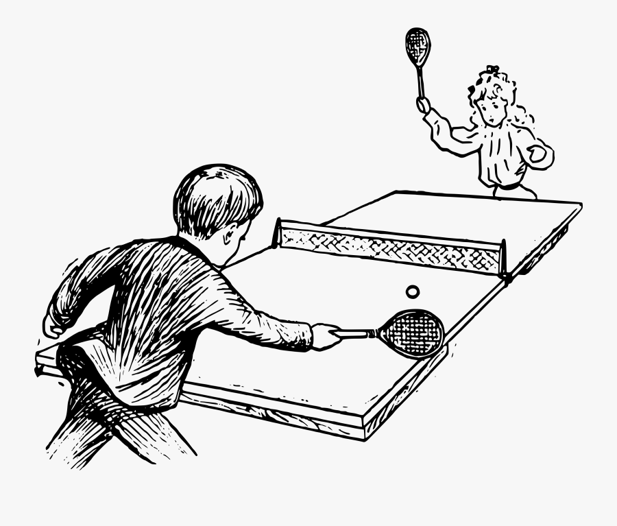 This Free Icons Png Design Of Kids Playing Ping Pong - Table Tennis Clipart Black And White, Transparent Clipart