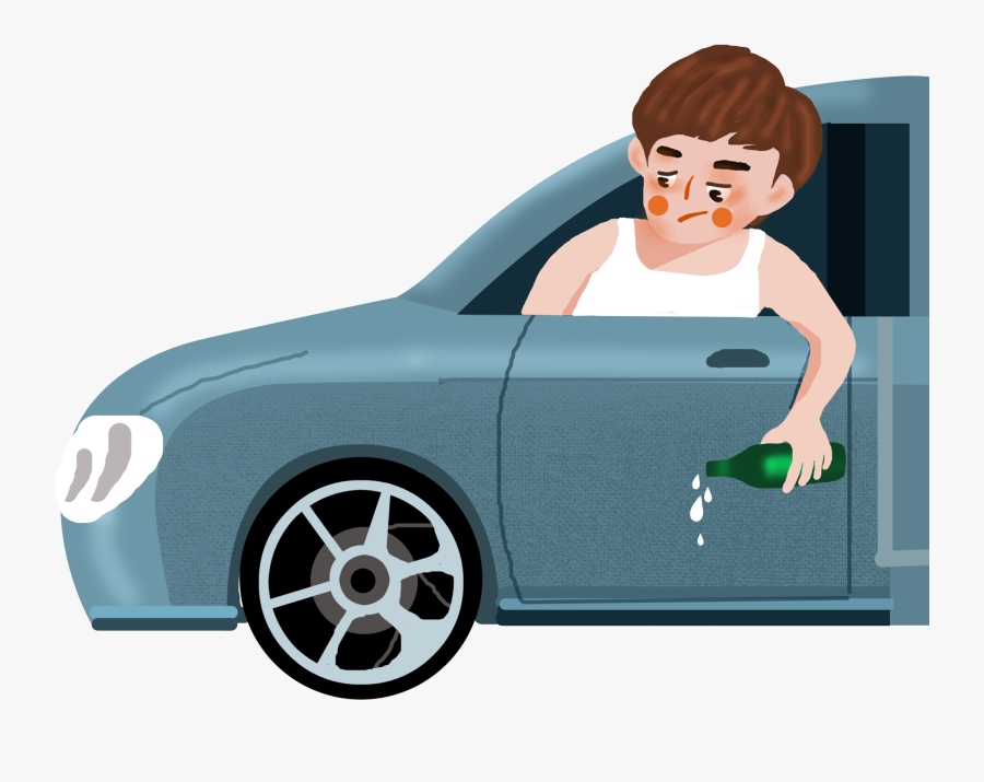 Cartoon Hand Drawn Illustration Character Png And Psd - Drunk Driving Png, Transparent Clipart