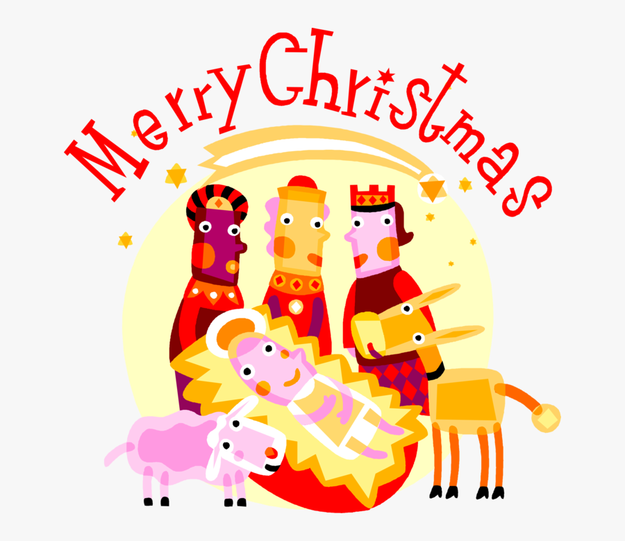 Vector Illustration Of Wise Man Magi Visits Jesus Nativity, - Baby Jesus, Transparent Clipart