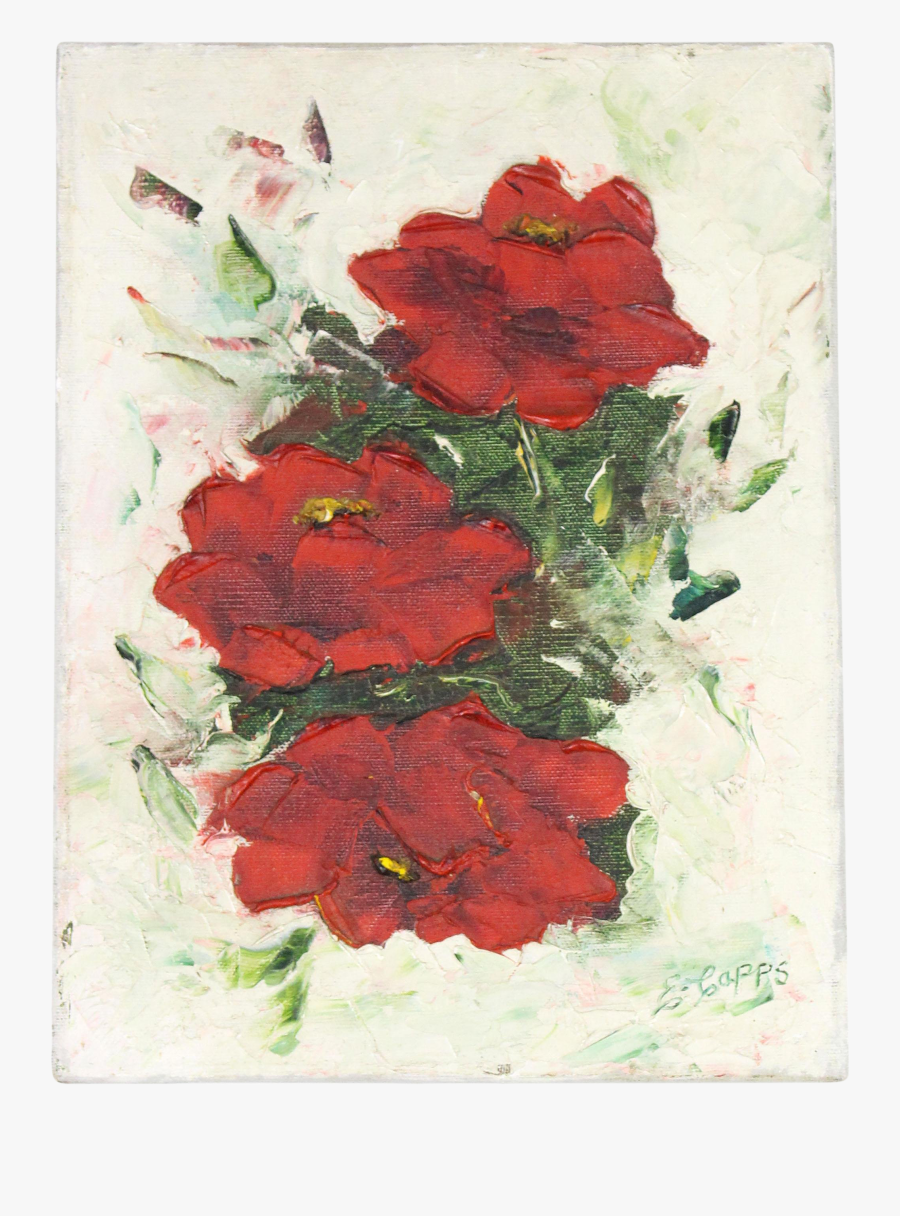 Clip Art Impressionist Red Winter Flowers - Hybrid Tea Rose, Transparent Clipart