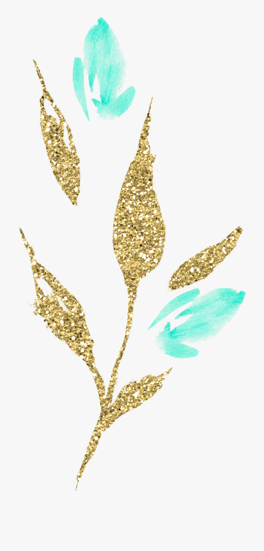 #winter #flowers #floral #mint #gold #glitter #thehungryjpeg - Motif, Transparent Clipart