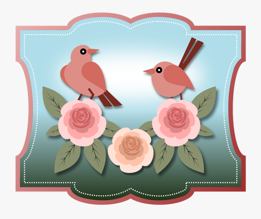 Vintage Clip Art Birds And Flowers, Transparent Clipart