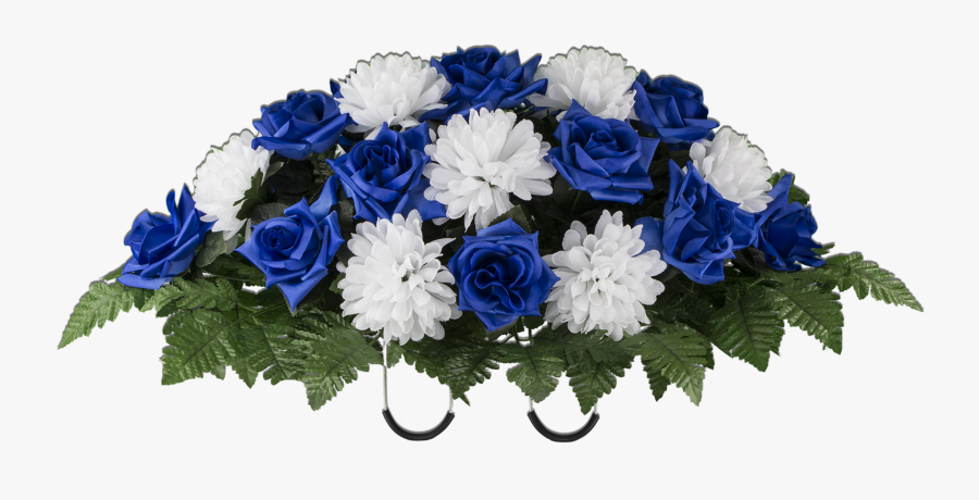Blue Rose And White Mum - Blue Flower Bouquet Png, Transparent Clipart
