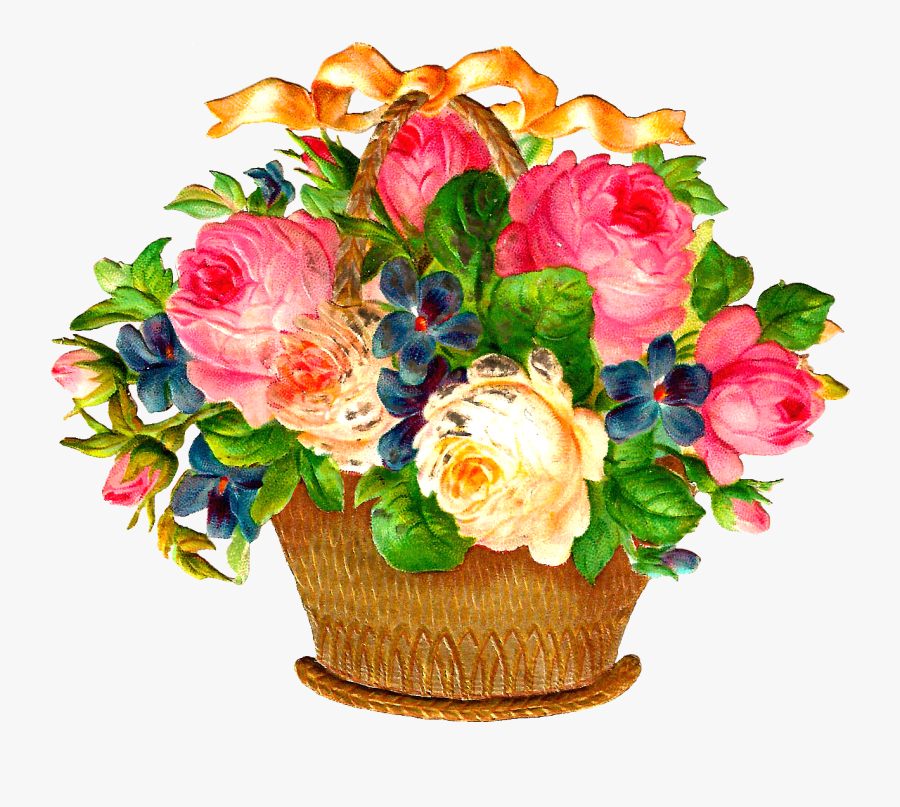 Transparent Flower Graphic Png - Basket With Flowers Png, Transparent Clipart