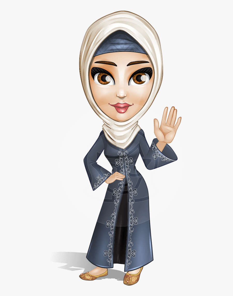 Lady With Hijab Cartoon Png, Transparent Clipart
