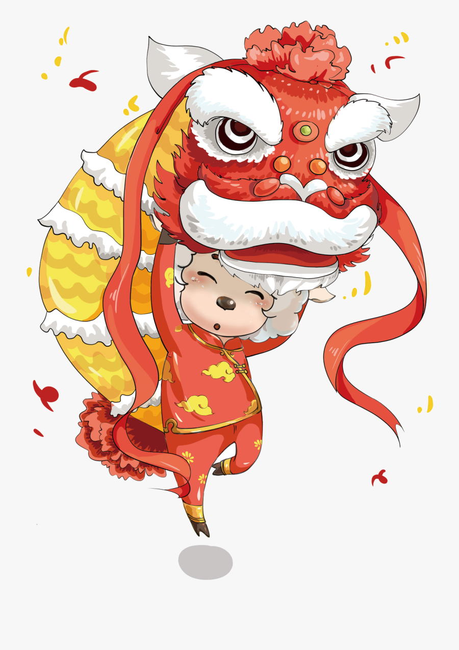 Clipart Castle Chinese - Lion Dance Illustration Png, Transparent Clipart
