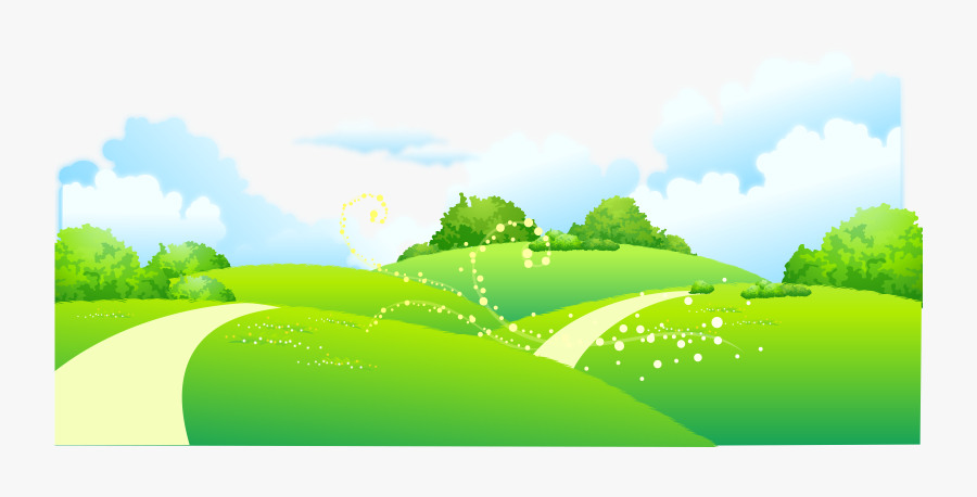On Meadow Painted Of Trees Illustration Cartoon Clipart - Meadow Cartoon, Transparent Clipart