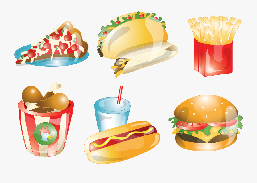 Fast Food Mexican Cuisine Hamburger French Fries Junk - Transparent Vector Fast Food, Transparent Clipart