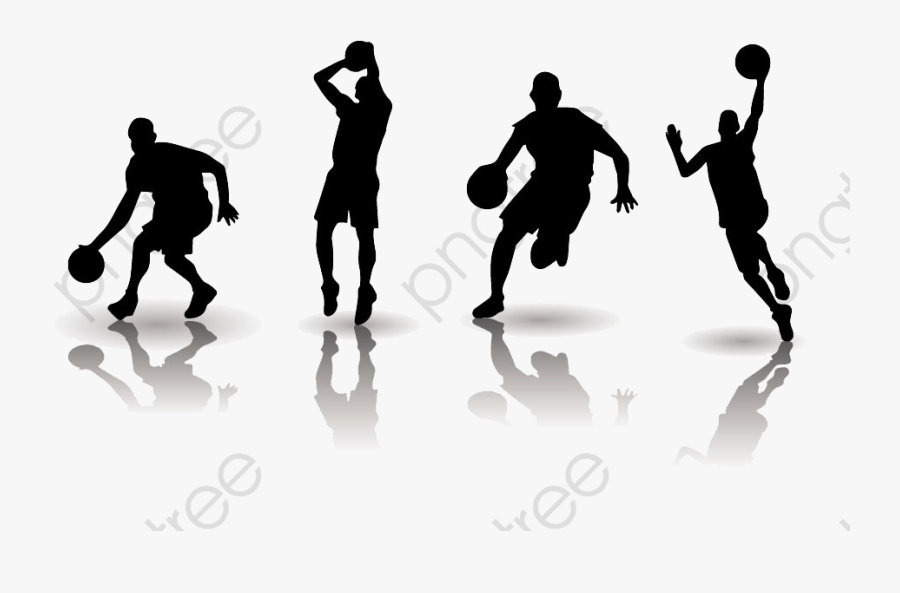 Basketball Players Silhouette Image - Basketball Clipart, Transparent Clipart