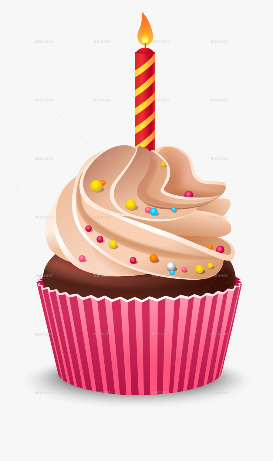 Clip Art Birthday Burning By Mia - Transparent Background Birthday Cupcake Png, Transparent Clipart