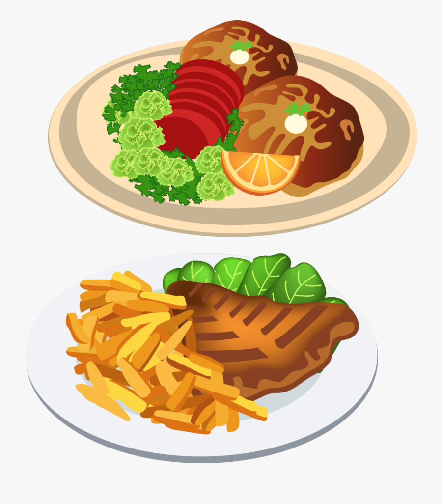 Food Clipart Dinner - Plate Of Food Vector, Transparent Clipart