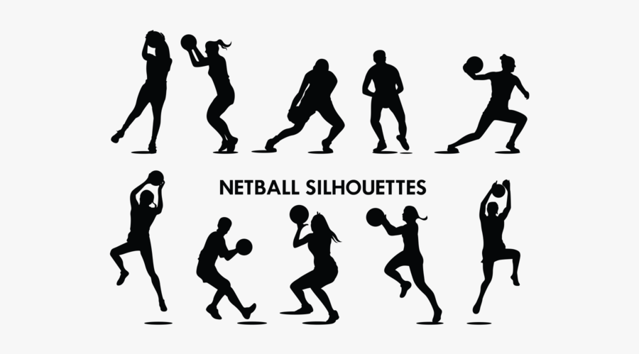 Netball Player Silhouettes Vector - Female Netball Silhouette, Transparent Clipart