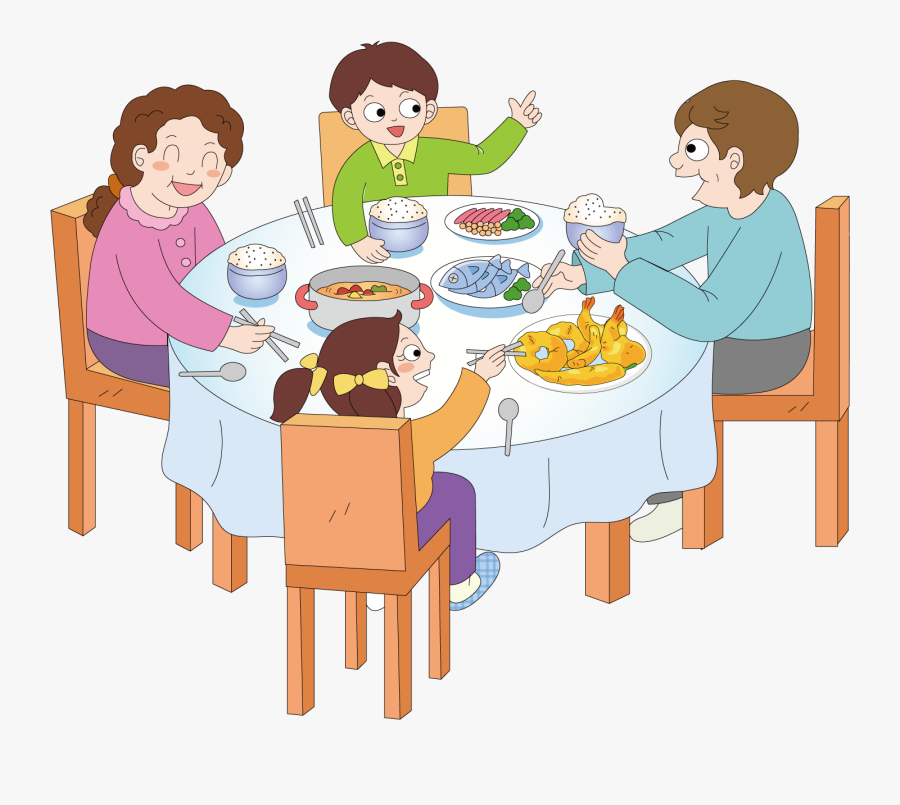 Dinner Eating Cartoon Banquet Transprent Png Free - Eating With Family Clipart, Transparent Clipart