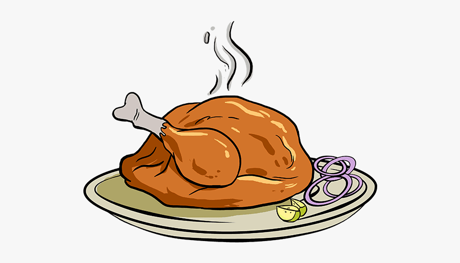 How To Draw Turkey Dinner - Christmas Dinner Easy To Draw, Transparent Clipart