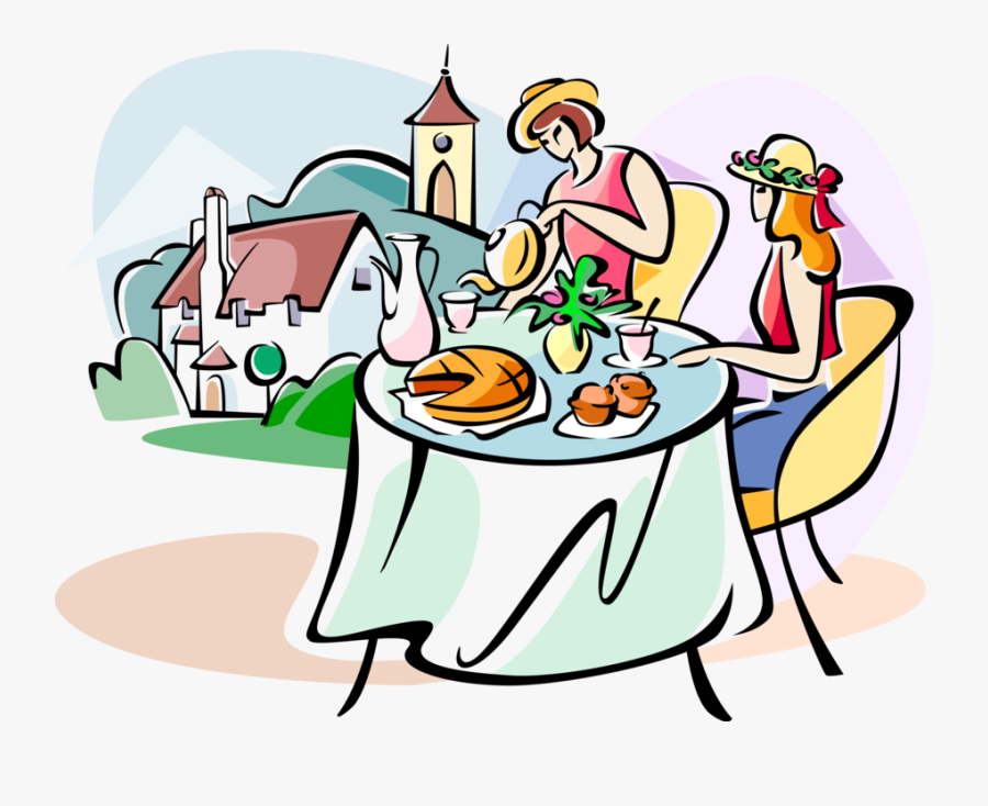 Clip Art Breakfast Vector - Mulheres Tomando Cafe Png, Transparent Clipart