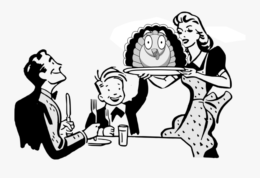 Turkey Served Under Cooked - Dinner Black And White Clipart, Transparent Clipart