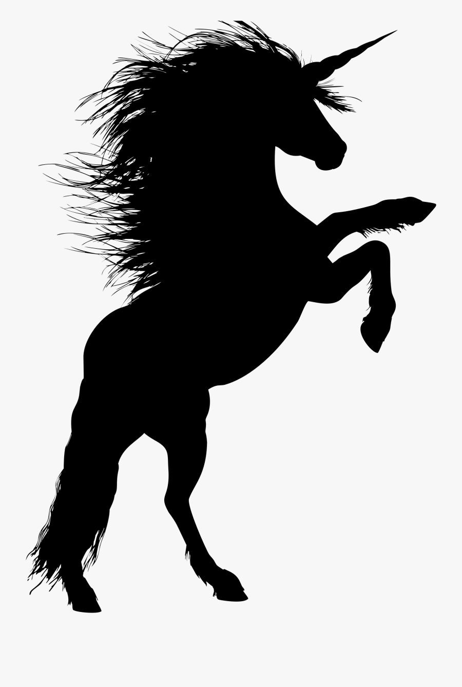 Horse Stallion Rearing Silhouette Unicorn - Rearing Horse Silhouette, Transparent Clipart
