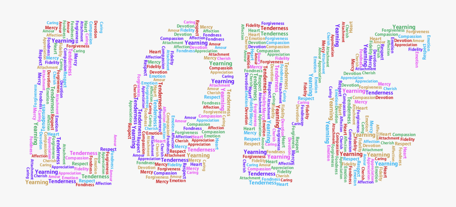 Retro Typography Word Cloud - Word Love No Background, Transparent Clipart