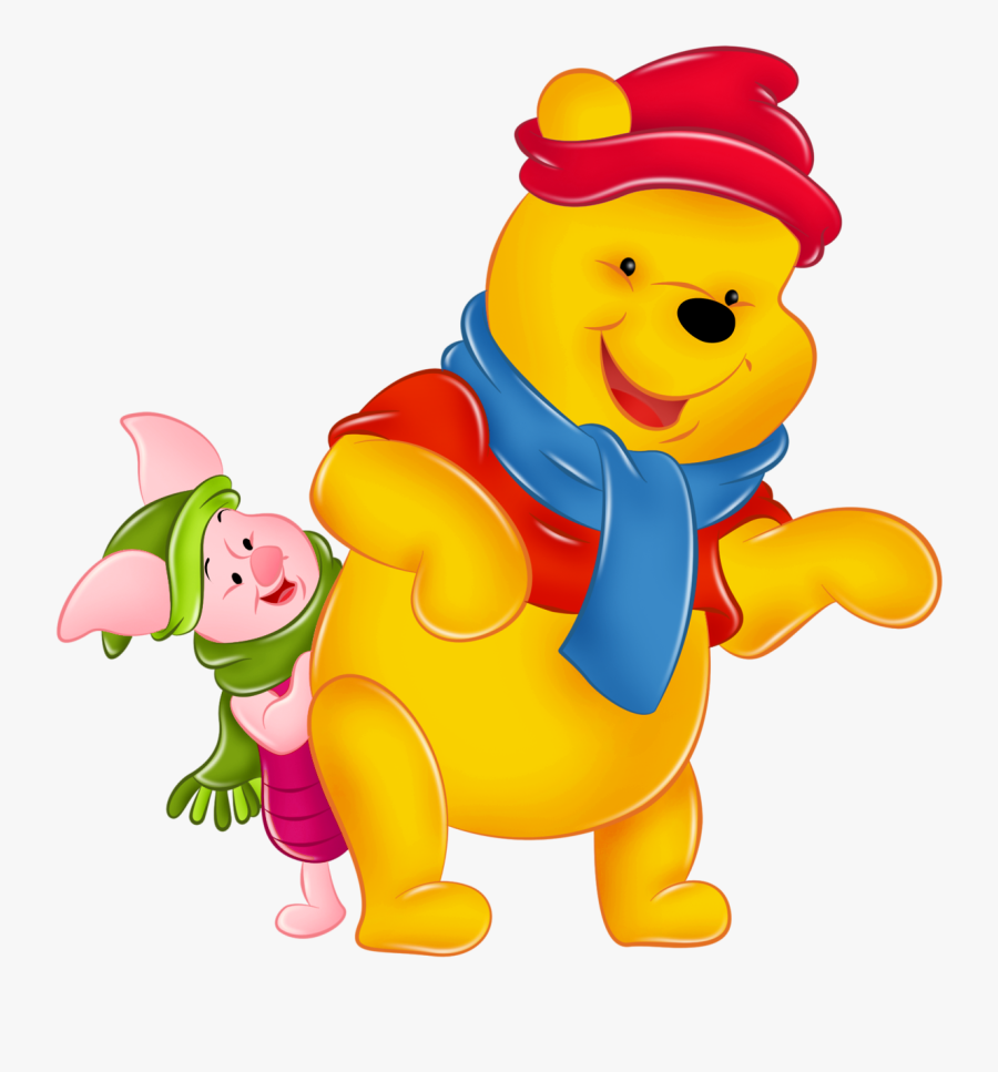 Winnie The Pooh And Piglet With Winter Hats - Winnie The Pooh Png, Transparent Clipart