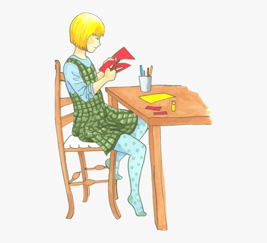 Group Of People At A Table Clipart Arts And Craft - Girl Doing Crafts Clipart, Transparent Clipart