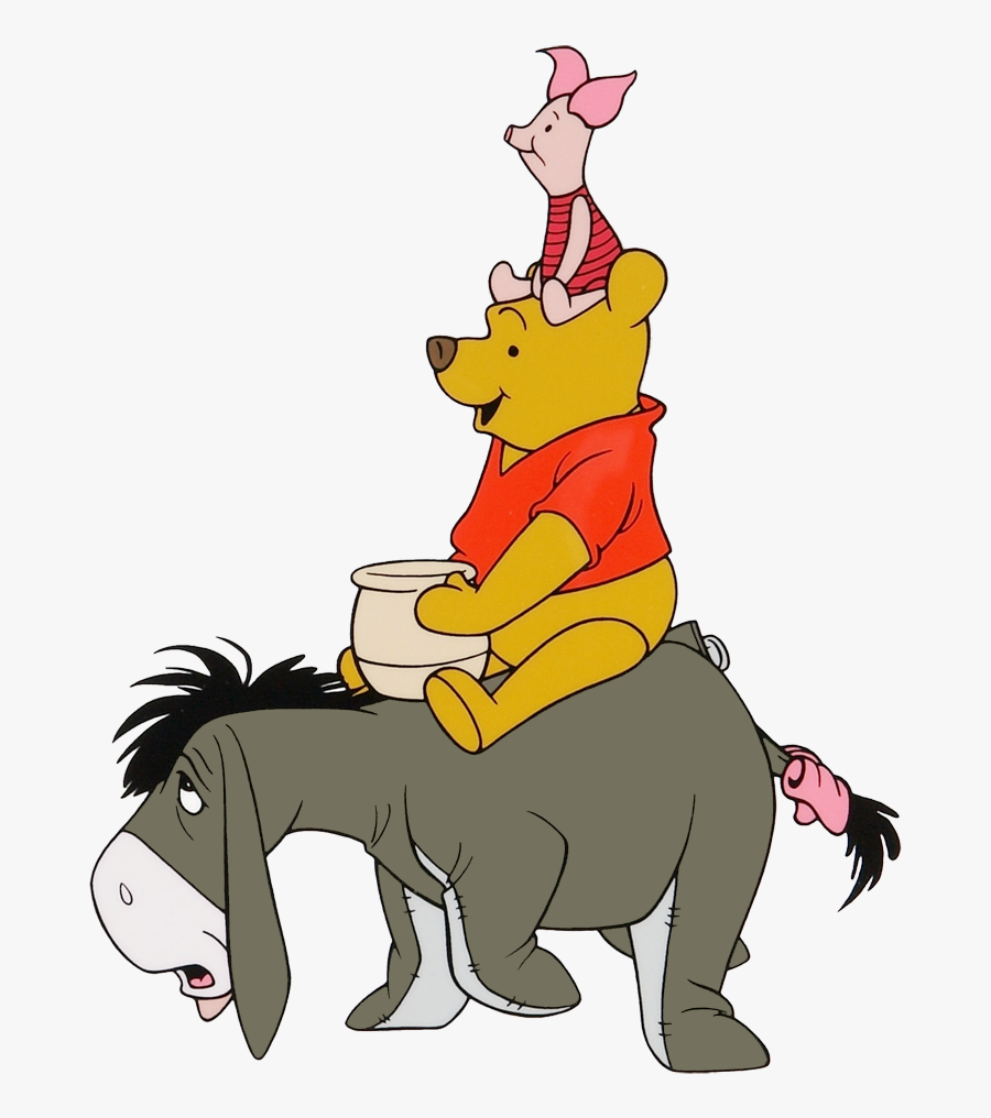 Winnie The Pooh Group Clipart - Winnie The Pooh Riding Eeyore, Transparent Clipart