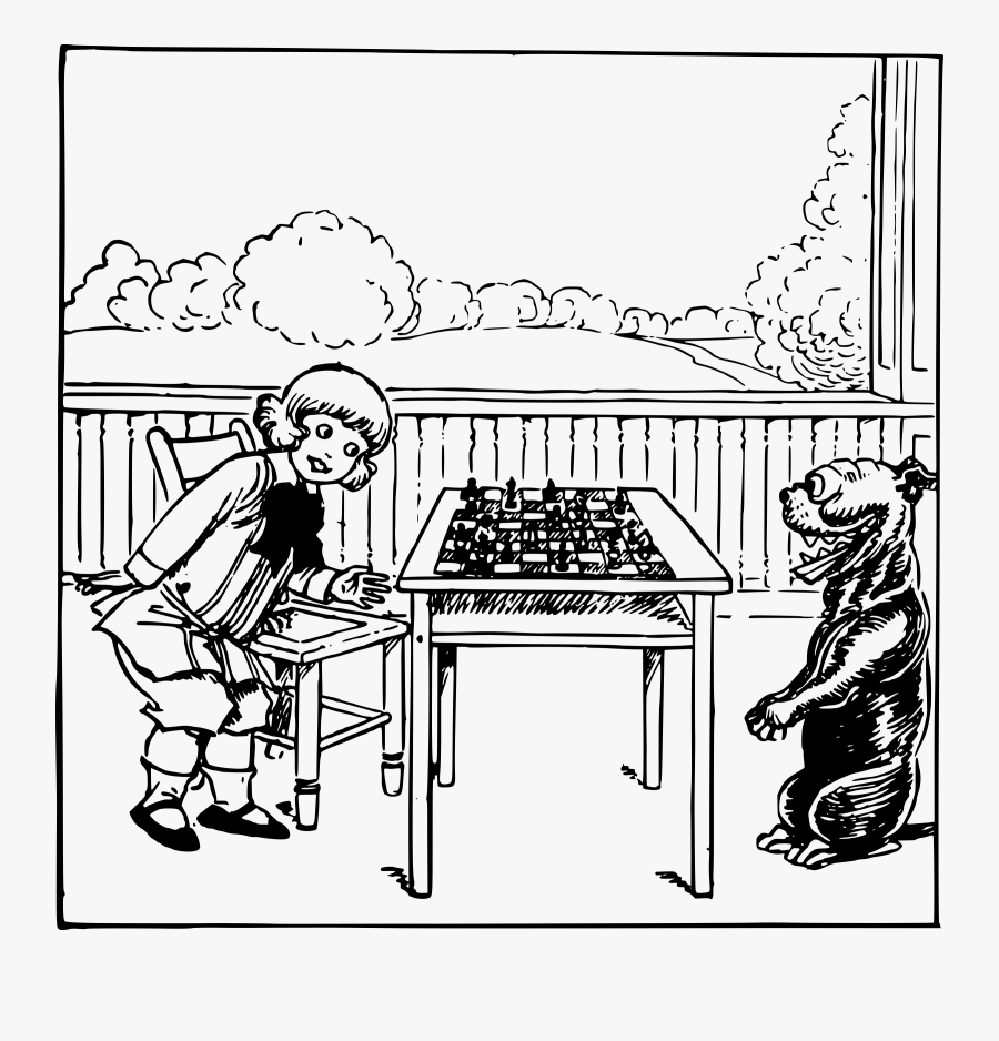 Kid And Dog Play Chess Clip Arts - Boy Playing Dog Black And White Clipart, Transparent Clipart